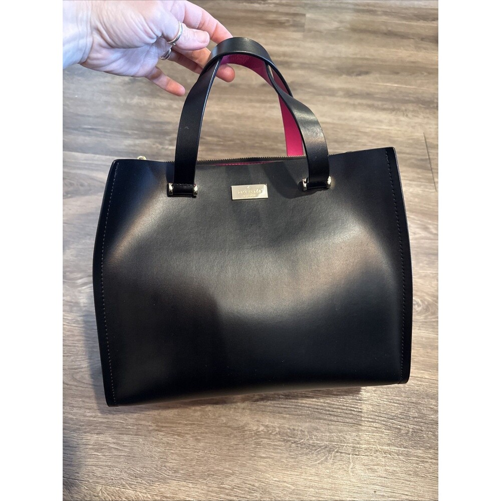 Kate Spade Arbour Hill Kyra Black/Pink Leather Tote Satchel Handbag No Strap